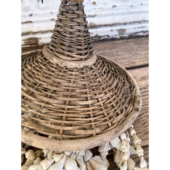 Vintage Wicker Seashell hanging Mobile Wind Chime Chandelier - Picture 12 of 16